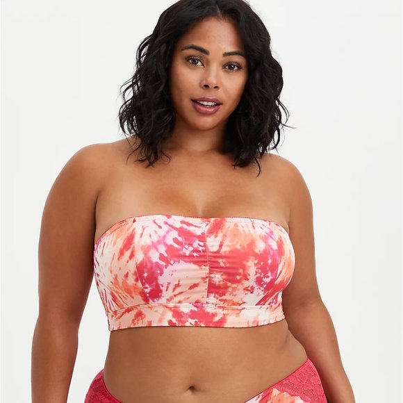 Torrid 1X 14-16 Microfiber Pink & Orange Tie Dye Bandeau - Picture 2 of 6
